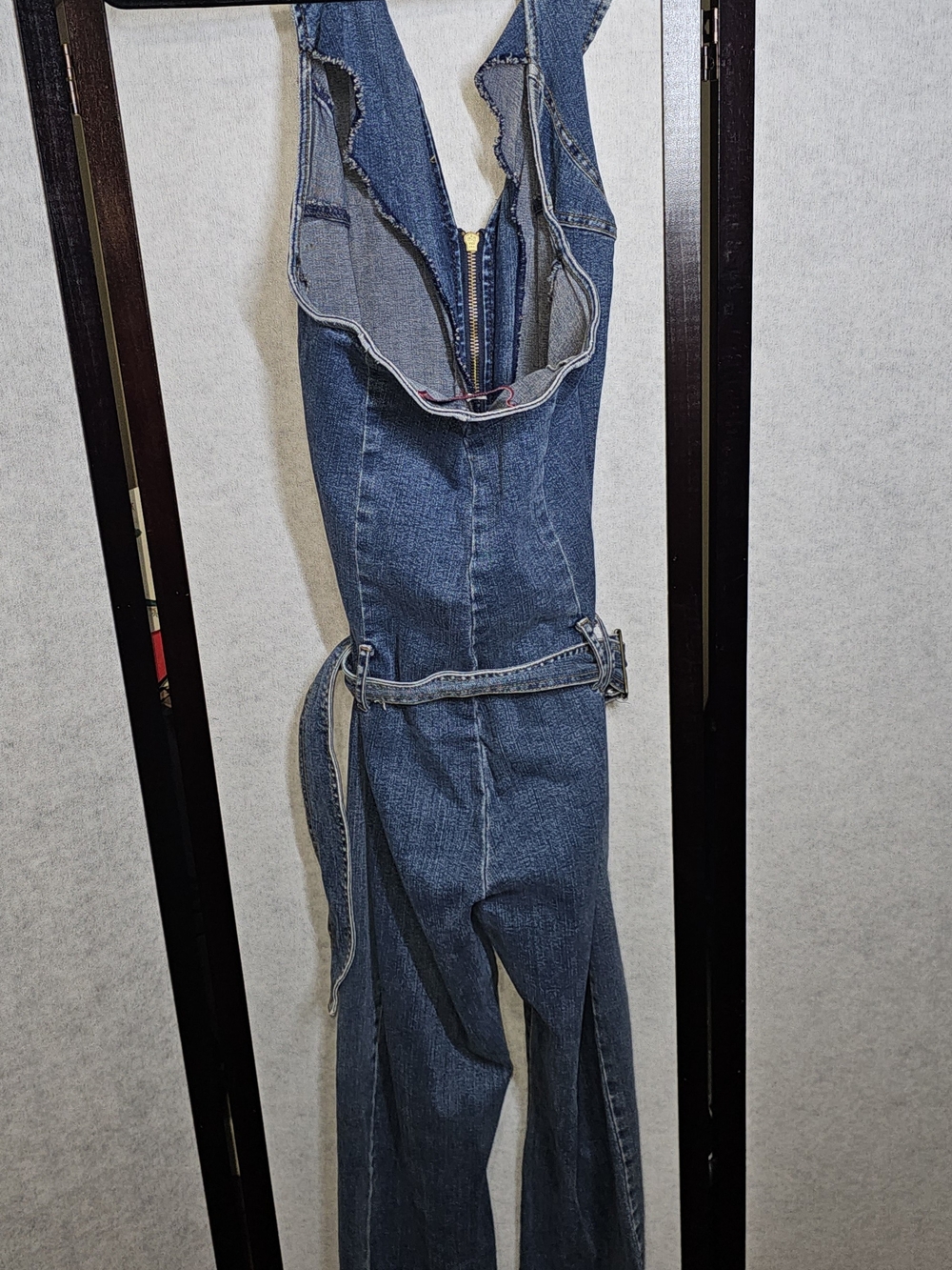 Y2K Hot Kiss Denim Flare Jumpsuit | One Owner | Purchased 2002 | Size L - Picture 2 of 5